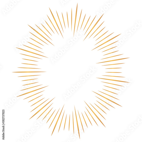 金色風の集中線のフレーム素材