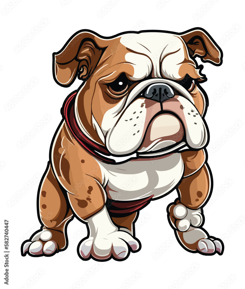 A cartoon dog with a collar that says bulldog on it A cartoon dog with a collar that says bulldog on it