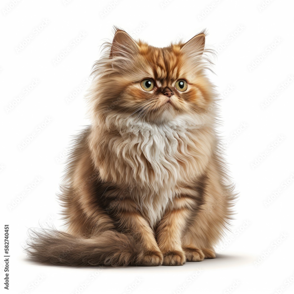 Persian Cat on White Background