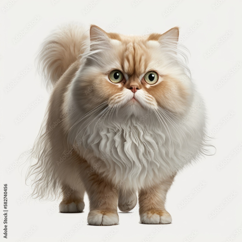 Persian Cat on White Background