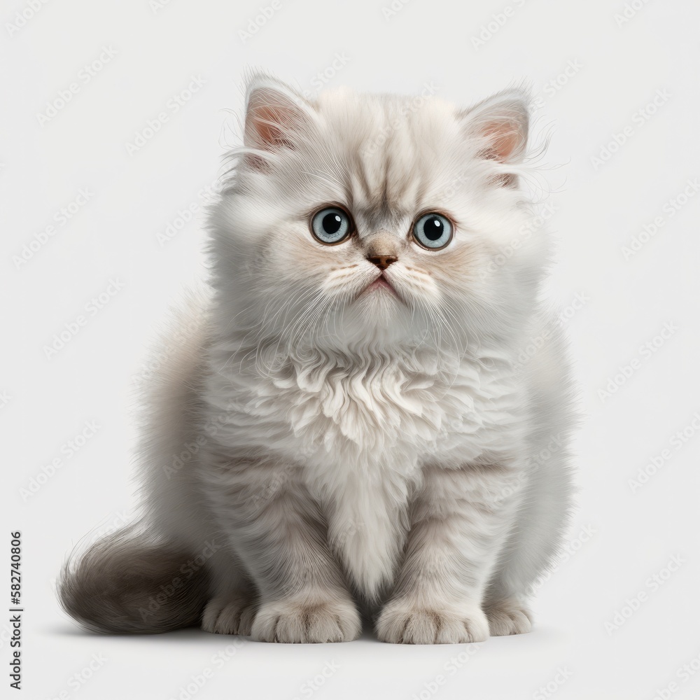 Adorable Baby Persian Cat on White Background