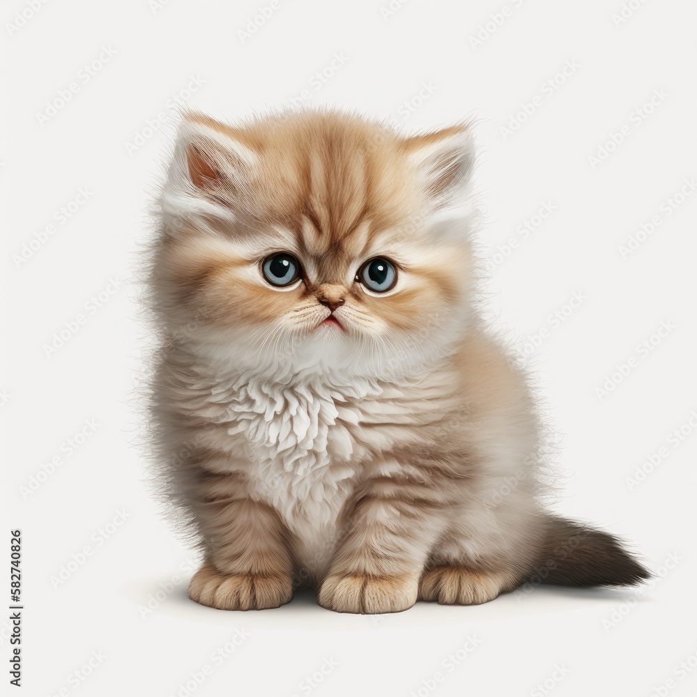 Adorable Baby Persian Cat on White Background