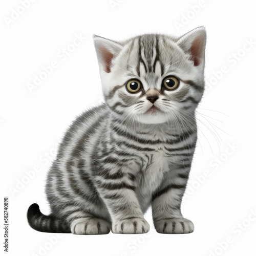 Cute Baby American Shorthair on White Background