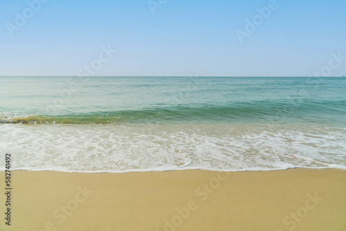 view of sea beach with clean sky. for use banner. copy space.