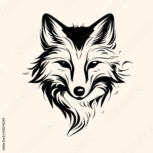 Fox vector for logo or icon, drawing Elegant minimalist style,abstract style Illustration