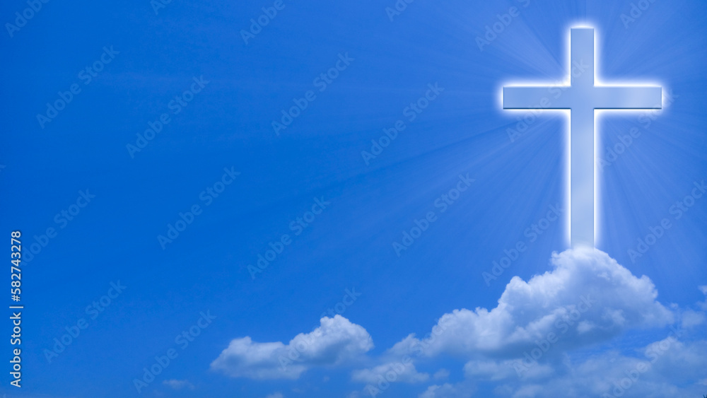 cross on the blue sky with white cloud