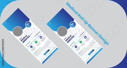Professional medical roll up banner and pull up banner template design for vector and illustration.