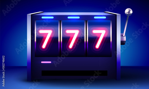 Golden slot machine wins the jackpot. 777 Big win concept. Casino jackpot.