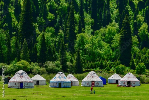 Kazakh yurts in Bayinbulak Swan Lake Reserve, Xinjiang