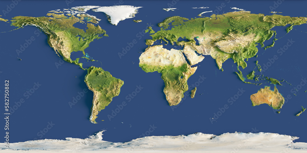 Obraz premium 3d render of a relief map of the world. Elements of this image furnished by NASA.