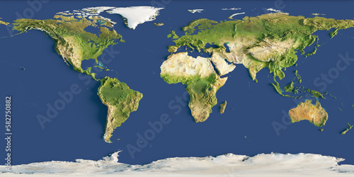 3d render of a relief map of the world. Elements of this image furnished by NASA. photo
