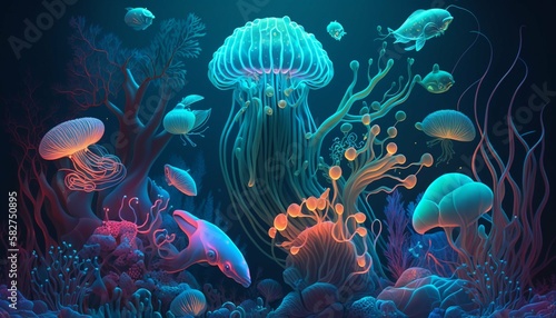 Psychedelic Coral Reef | Generative AI Image