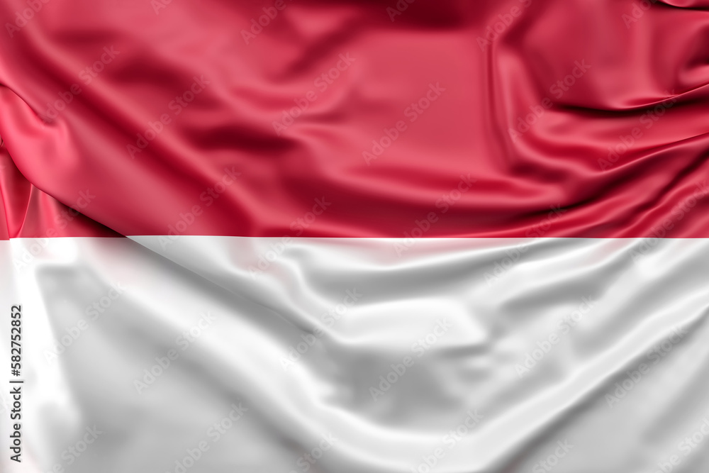 Ruffled Flag of Indonesia. 3D Rendering