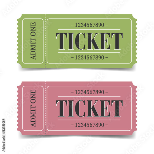 Green and pink retro-style tickets for business and personal creativity 