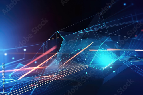Geometric Shape Abstract Technology Background - Abstract Geometric Technology Wallpaper Series - Technology Backdrop created with Generative AI technology
