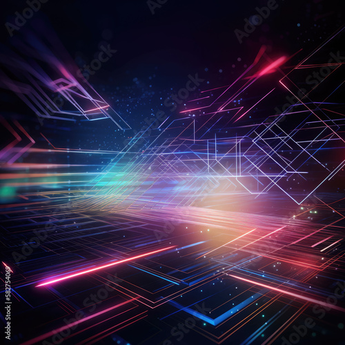 Geometric Shape Abstract Technology Background - Abstract Geometric Technology Wallpaper Series - Technology Backdrop created with Generative AI technology