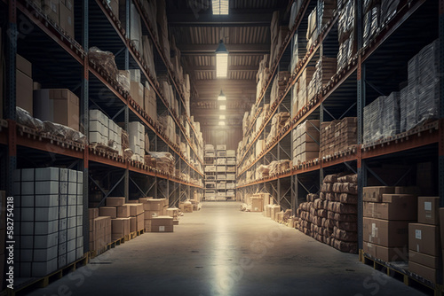 Wallpaper Mural Interior of a modern warehouse, generative ai Torontodigital.ca