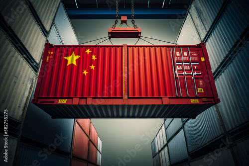 Fotografering The concept of China export-import, container transporting and national delivery of goods