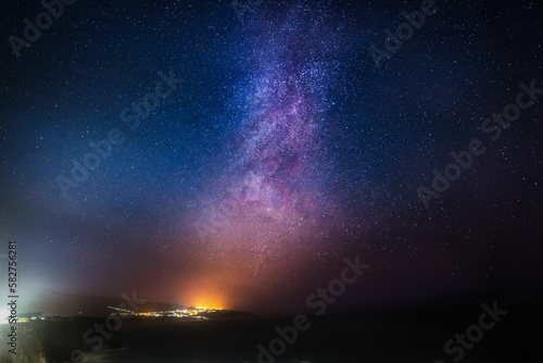 Beautiful shot of the starry night with colorful shades in sky