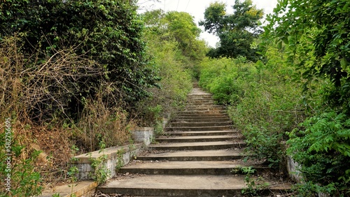 Hiking or trekking route to Avalabetta peak located in Chikaballapur with natural hilly greenery.