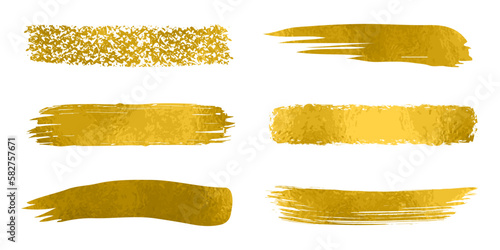Collection of gold paint, brush strokes – vector for stock