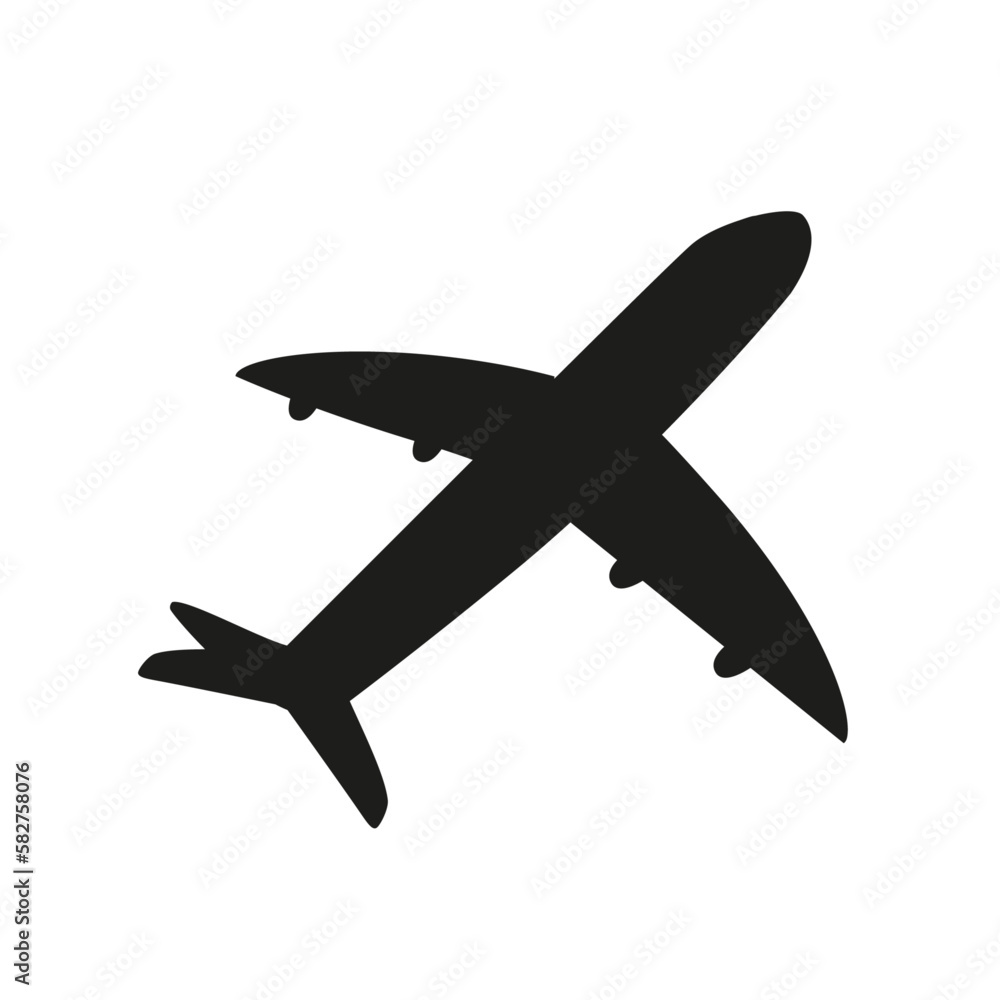 black plane airplane airline airport Icon silhouette - travel flight transportation aircraft symbol