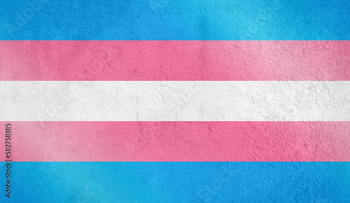 Transgender symbol flag banner over concrete texture background