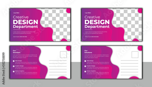 corporate business postcard template design. photo