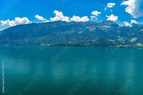Lake Thun and mountains, Thunersee Bern Switzerland