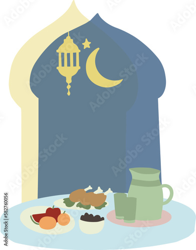 Portrait illustration of iftar party food kurma dates ramadan vibes vector