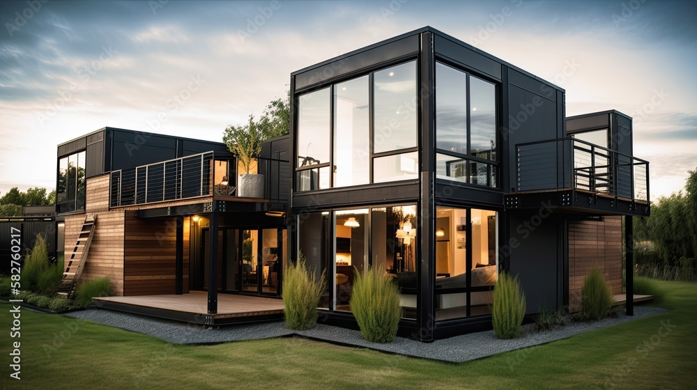 The modular home exterior design of modern architecture. generative ai The modular home exterior design of modern architecture. generative ai