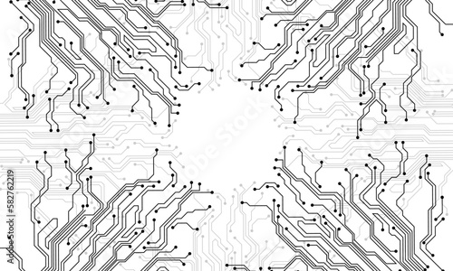 Black grey line circuit computer technology futuristic on white background design creative vector