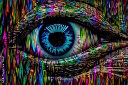 Colourful Eye in Peack Colours - Generative AI photo
