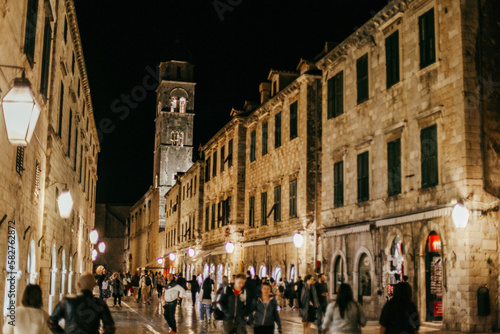 Old town of Dubrovnik at night. Dubrovnik, Croatia.