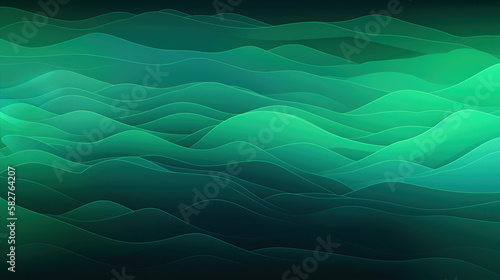 abstract green waves background, generative ai © Gbor