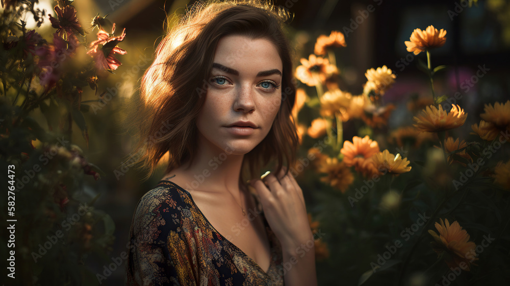portrait of a beautiful young woman in the forest, generative ai portrait of a beautiful young woman in the forest, generative ai