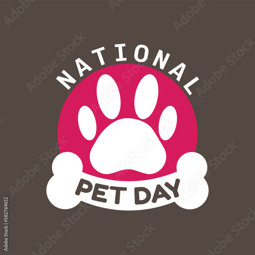 national pet day template background vector paw logo