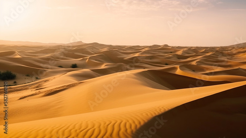 sand dunes in the desert in the morning lights, generative ai
