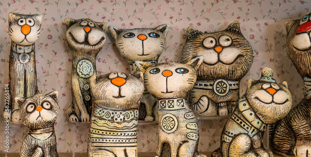 Stock photo of cats made of clay, creativity