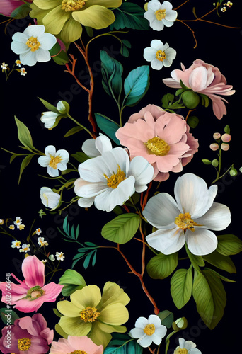 Flowers ornamental Illustration, ai generated, generative Ai 