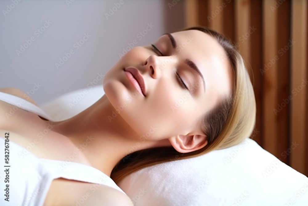beautiful woman having a relaxing wellness treatment in a calm environment, generative ai beautiful woman having a relaxing wellness treatment in a calm environment, generative ai