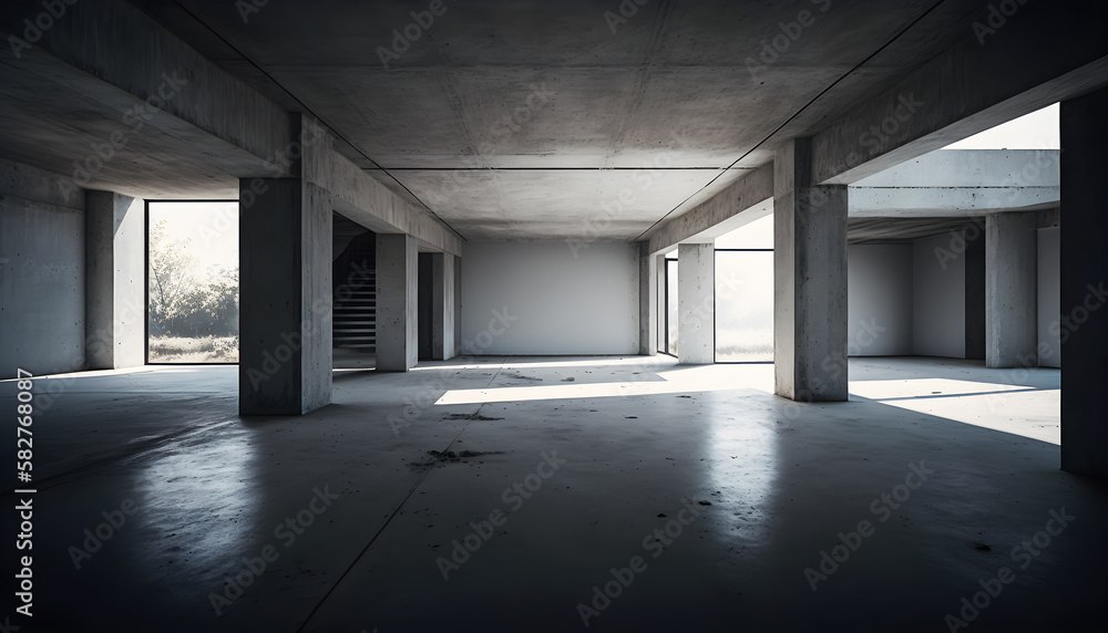 Grunge concrete interior, illustration ai generative Grunge concrete interior, illustration ai generative