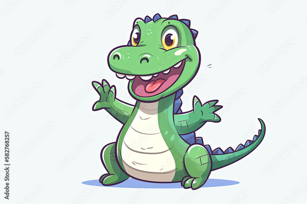 Fototapeta premium Cute alligator illustration. Generative AI