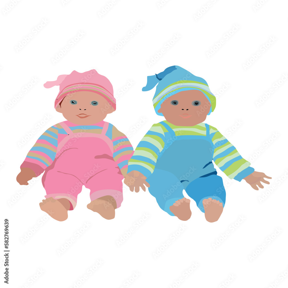 Cute baby doll sitting vector artwork Cute baby doll sitting vector artwork