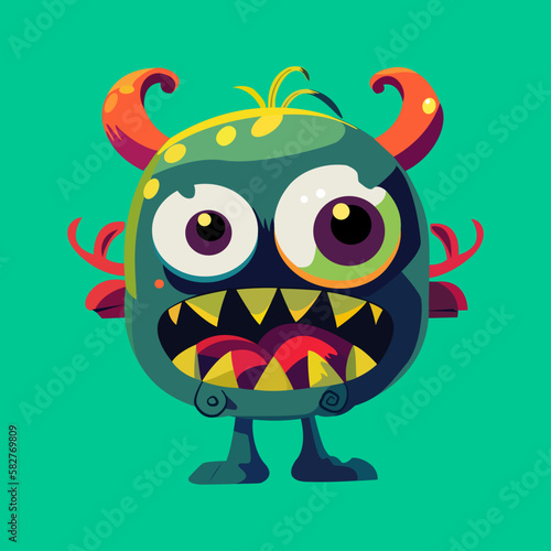 Vector illustration cute and fantastic monster wall art