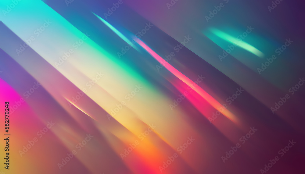 Obraz premium Light flare. Colorful background. Abstract banner. Gradient blurred illustration of neon glow green pink yellow smearing paint stroke rays composition.