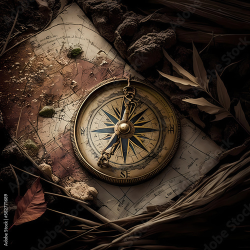 Finding Direction with a Compass | AI Generative photo