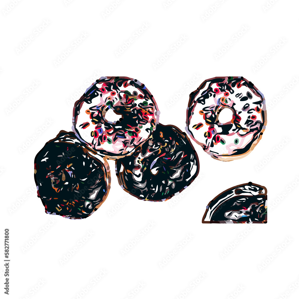 Color sketch of a donut with transparent background Color sketch of a donut with transparent background