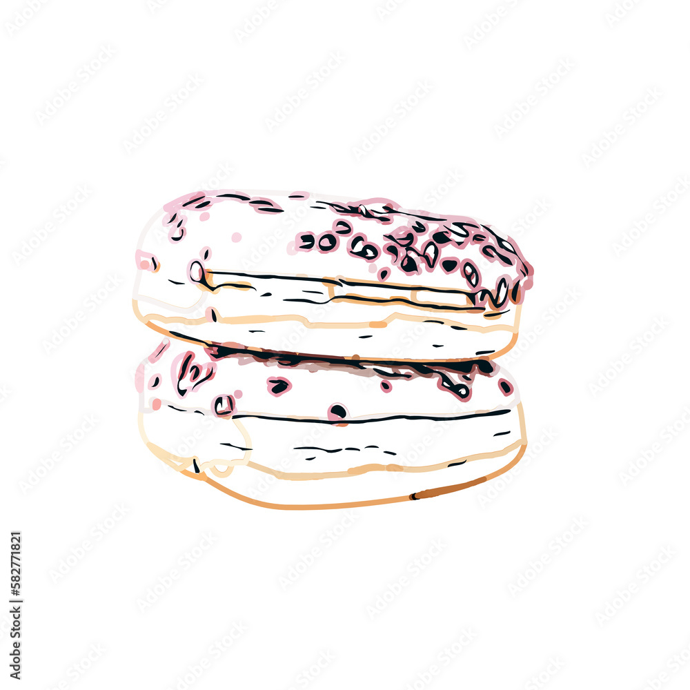 Color sketch of a donut with transparent background Color sketch of a donut with transparent background