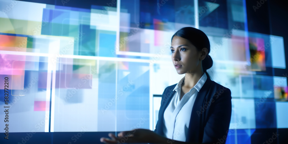 Virtual assistant technology for analyze big data and complex information.System intelligence for smart work.digital management program.ai generated images Virtual assistant technology for analyze big data and complex information.System intelligence for smart work.digital management program.ai generated images